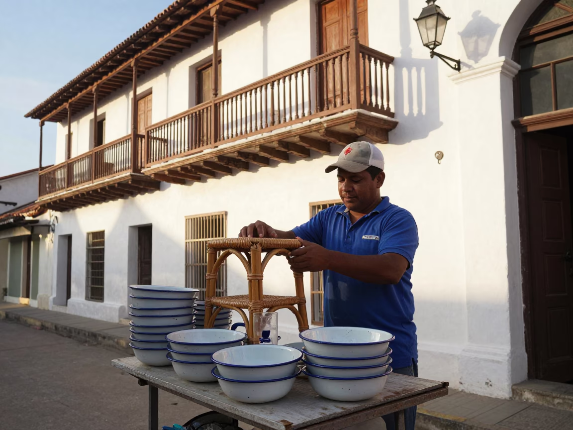 Rattan Stool in Cartagena in in Cartagena, Colombia