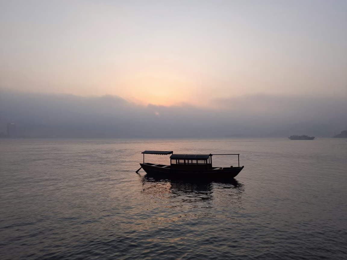 Realistic Photograph in Hong Kong at First Light Of Dawn in in Hong Kong, Hong Kong