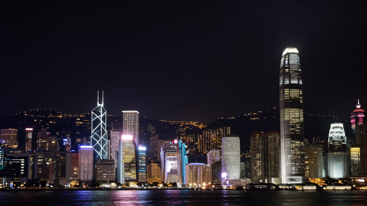 Realistic Photograph in Hong Kong at The Deepest Night Sky Light in in Hong Kong, Hong Kong