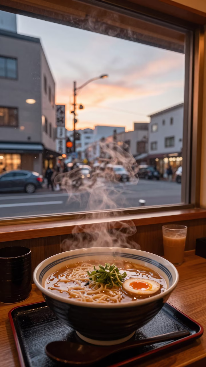 Realistic Photograph in Sapporo at Copper-toned Light Before Dusk in in Sapporo, Japan