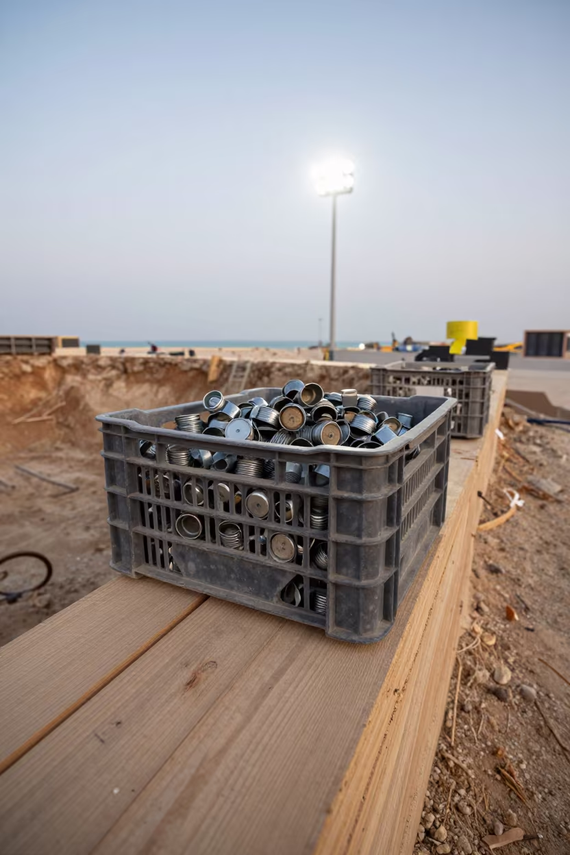 Rebar Cap Crate in Qatar Excavation in inside a taped-off excavation edge in Qatar