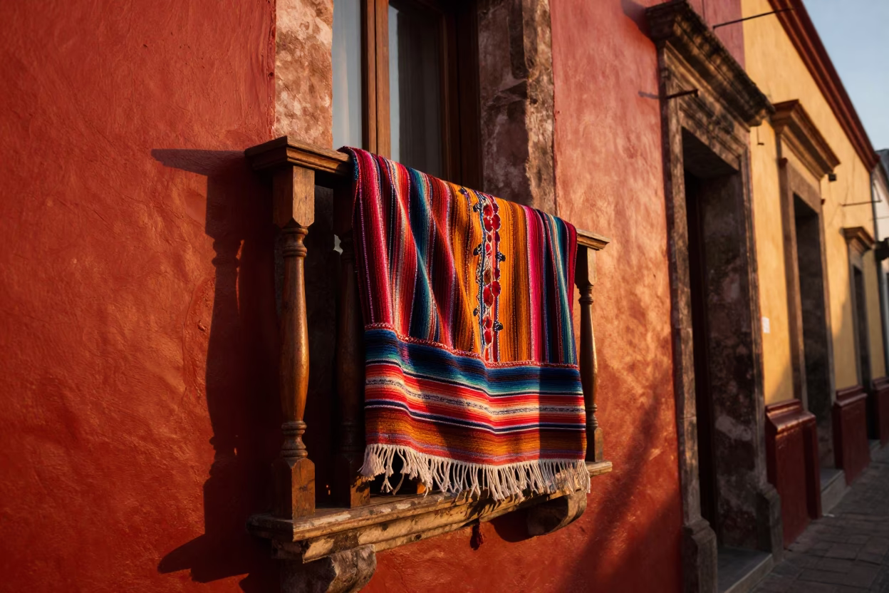 Rebozo Draped in Oaxaca in in Oaxaca, Mexico