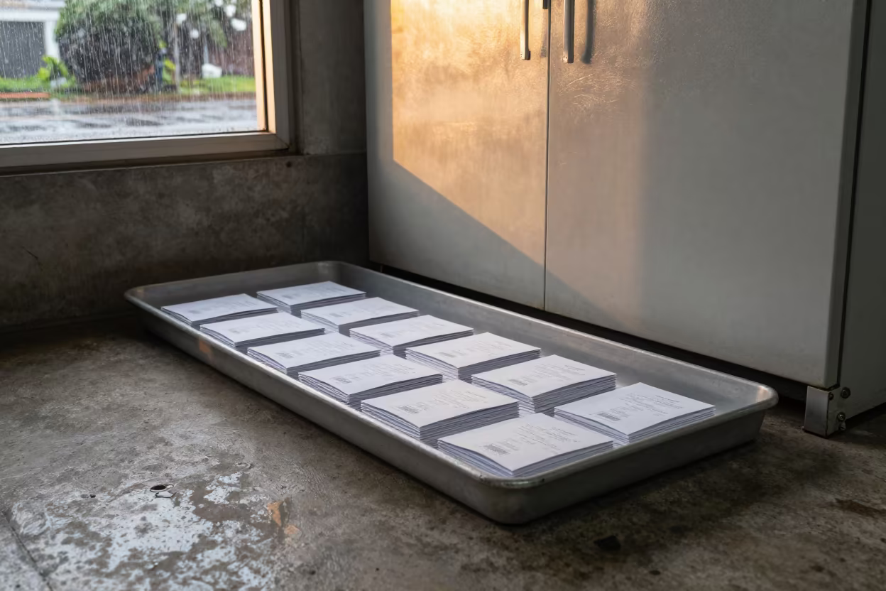 Receipt Envelope Tray in Mangalore Bay Light in inside a chilled distribution bay in Mangalore