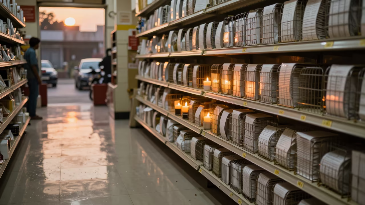 Receipt Paper Cage in Rainy Nagpur Aisle in inside a bright retail aisle near Nagpur