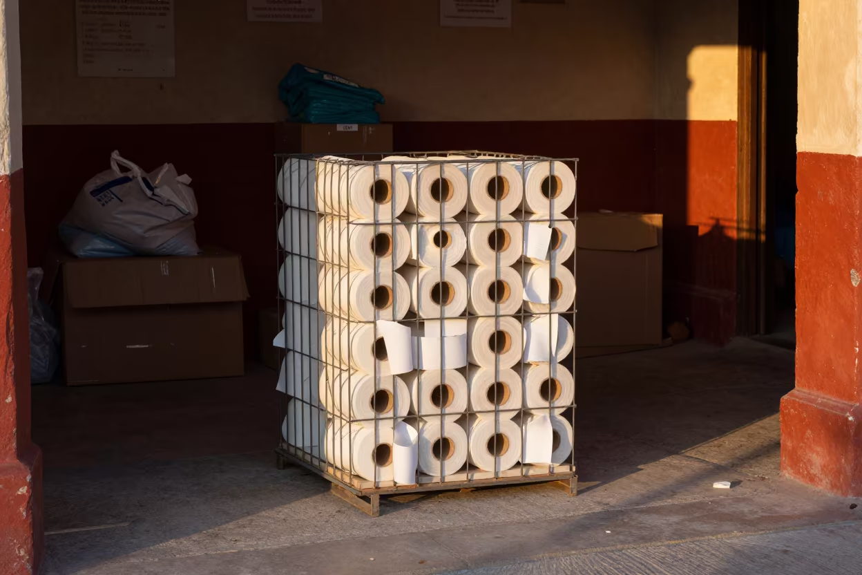 Receipt Paper Cage Stockroom Dawn in inside a stockroom behind the sales floor in San Cristobal de las Casas