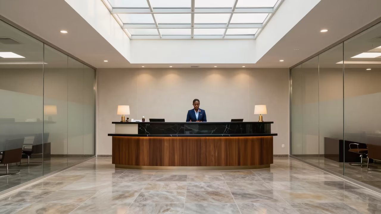Reception Desk in Douala Lobby Skylight in inside a conference room in Douala