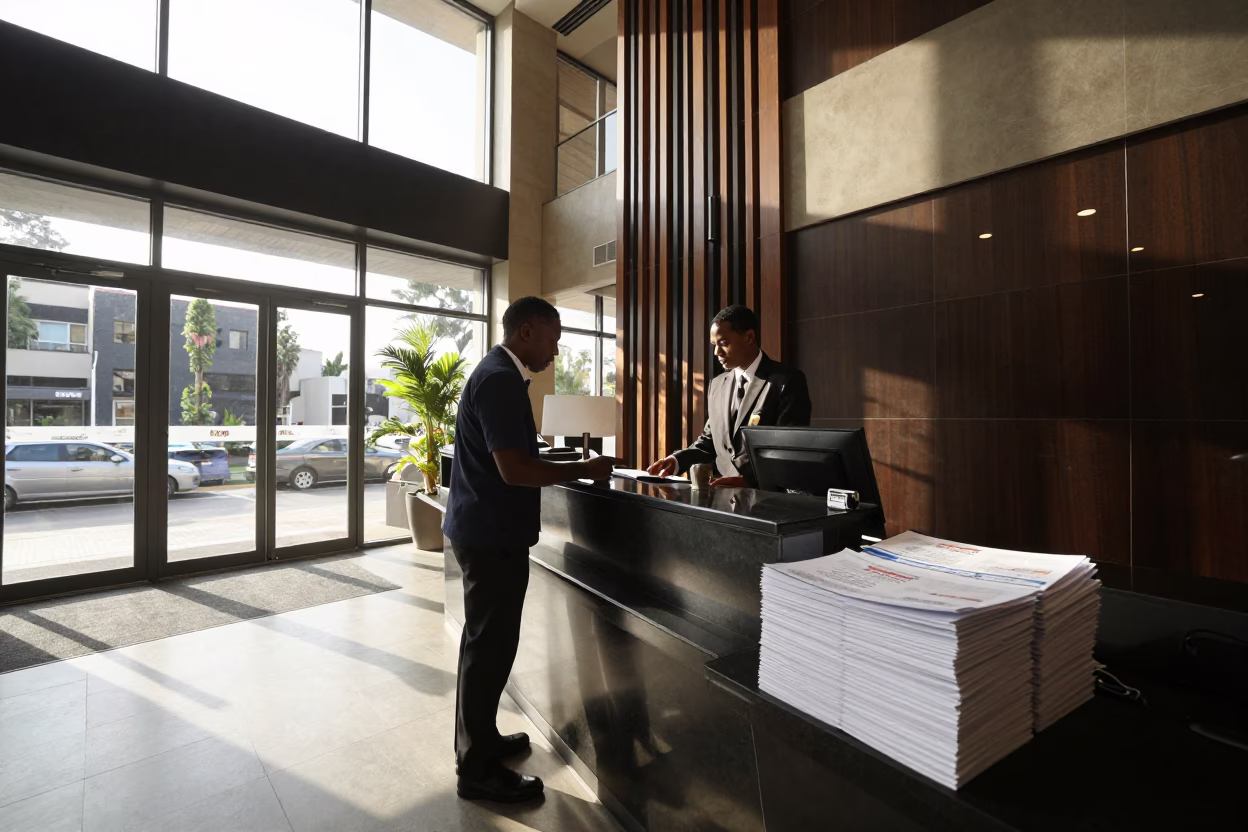 Reception Desk in Johannesburg at The Late Morning Light in in Johannesburg, South Africa