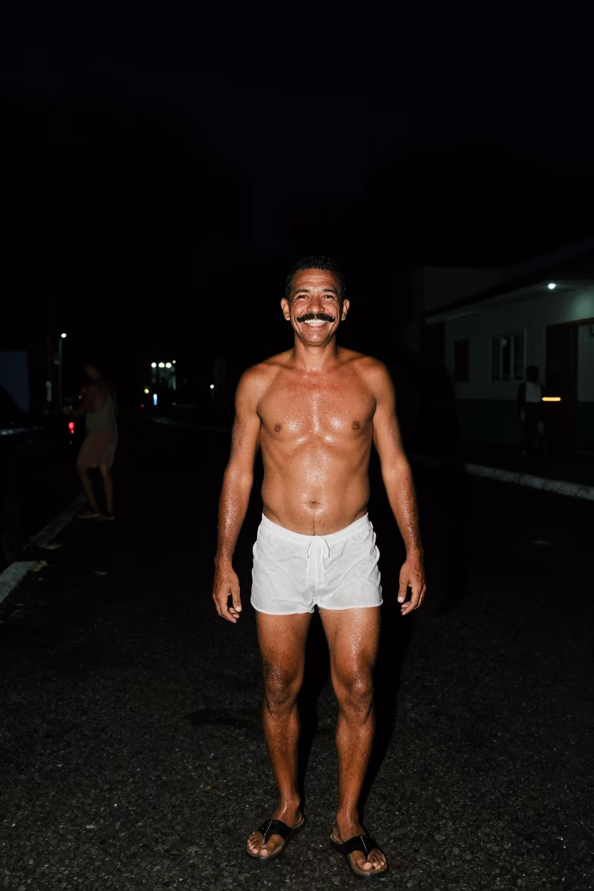 Recife Carnival Barker Predawn Tungsten Portrait in in Recife