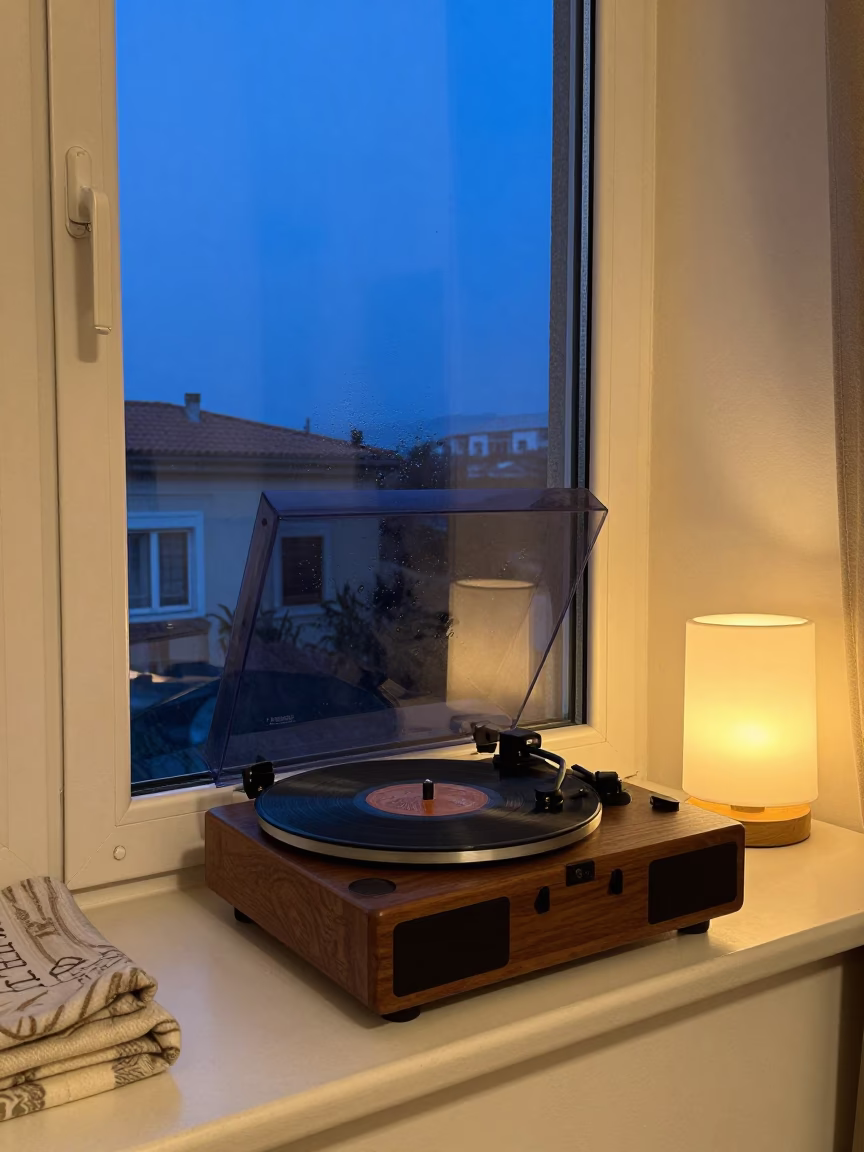 Record Player on Bursa Window Seat at Indigo Twilight in on a window seat in Bursa