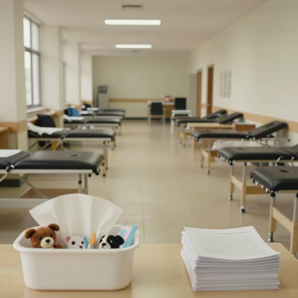 Recovery Bin Amidst Treatment Stations in inside a recovery area with treatment stations aligned in Thủ Đức