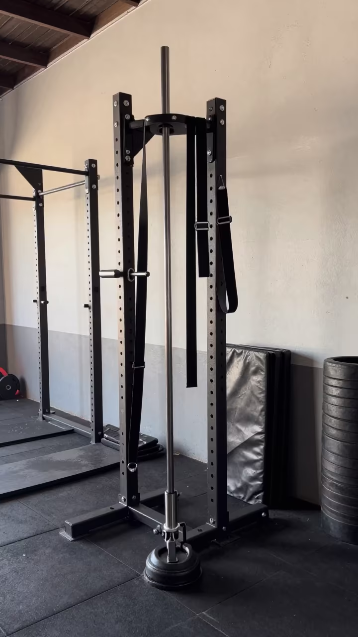 Recovery Boot Hose Clip Rack in Matamoros Strength Room in inside a strength room near Matamoros