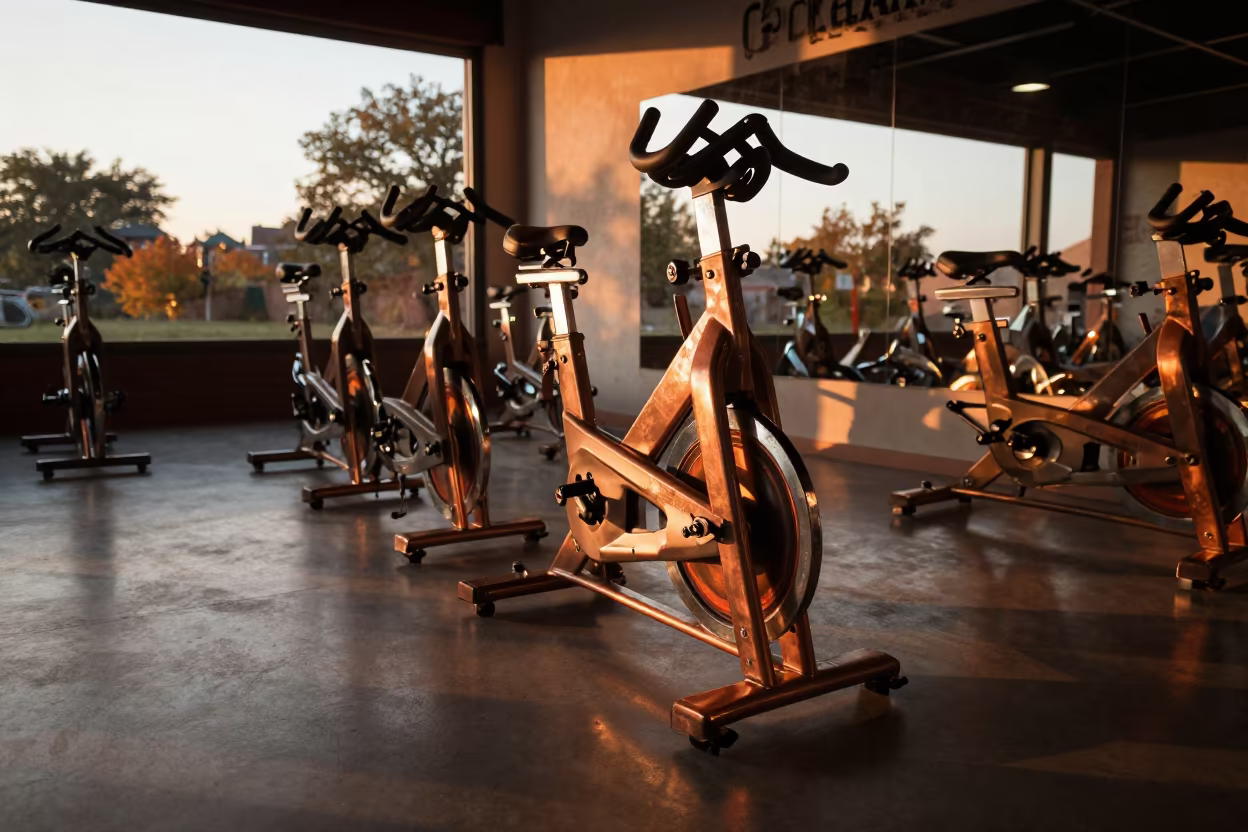Recovery Boot Hose Rack in Ghorahi Spin Studio in inside a spin studio under class lights in Ghorahi