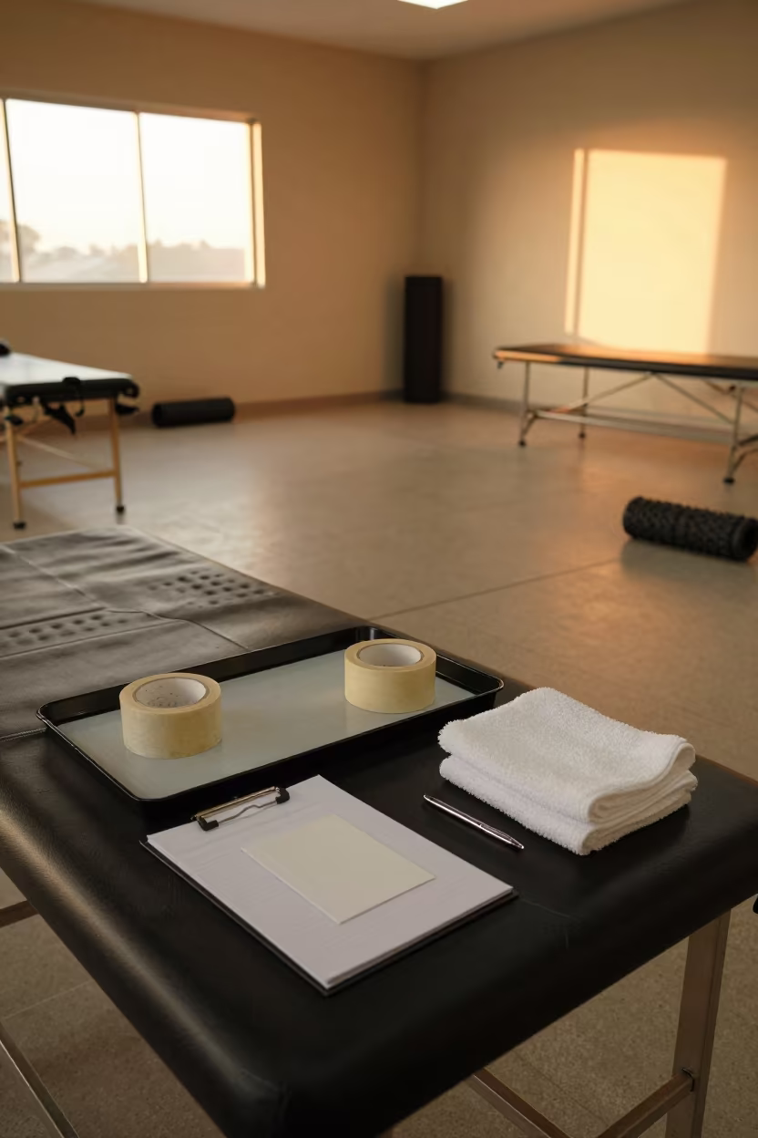 Recovery Lounge Tray with Equipment in Jalingo in inside a recovery lounge beside foam rollers in Jalingo