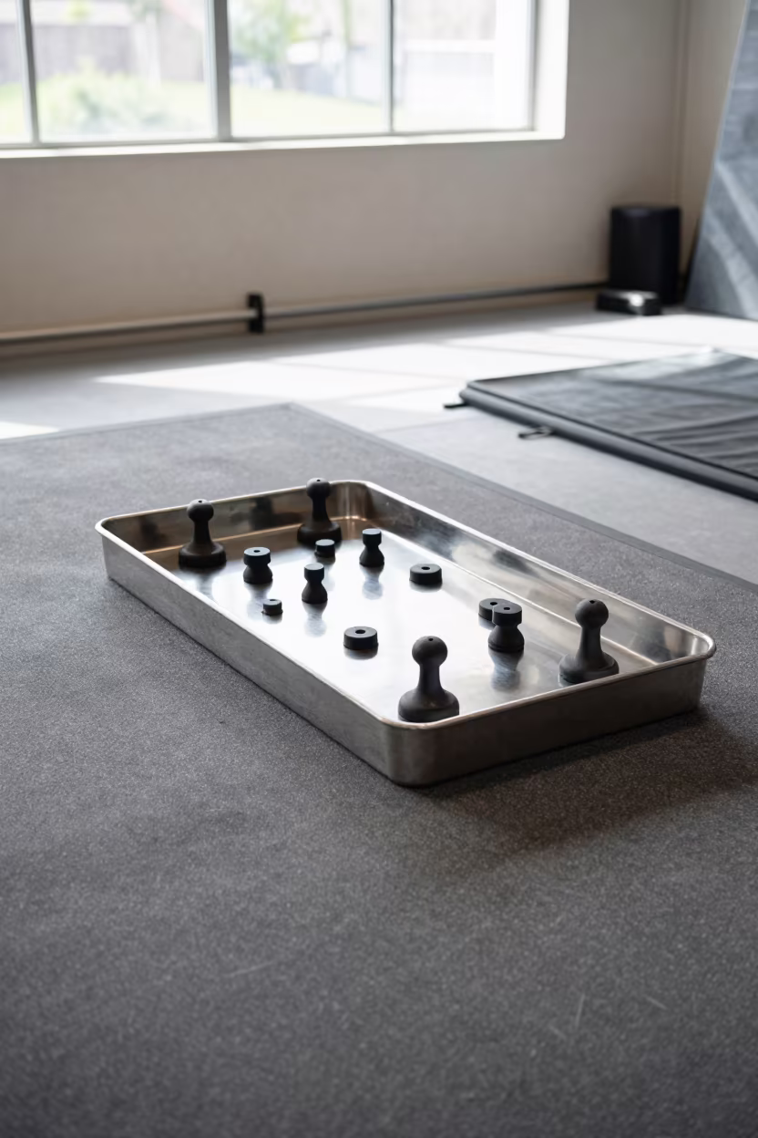 Recovery Percussion Tray in London Climbing Gym in inside a climbing gym warmup zone near London