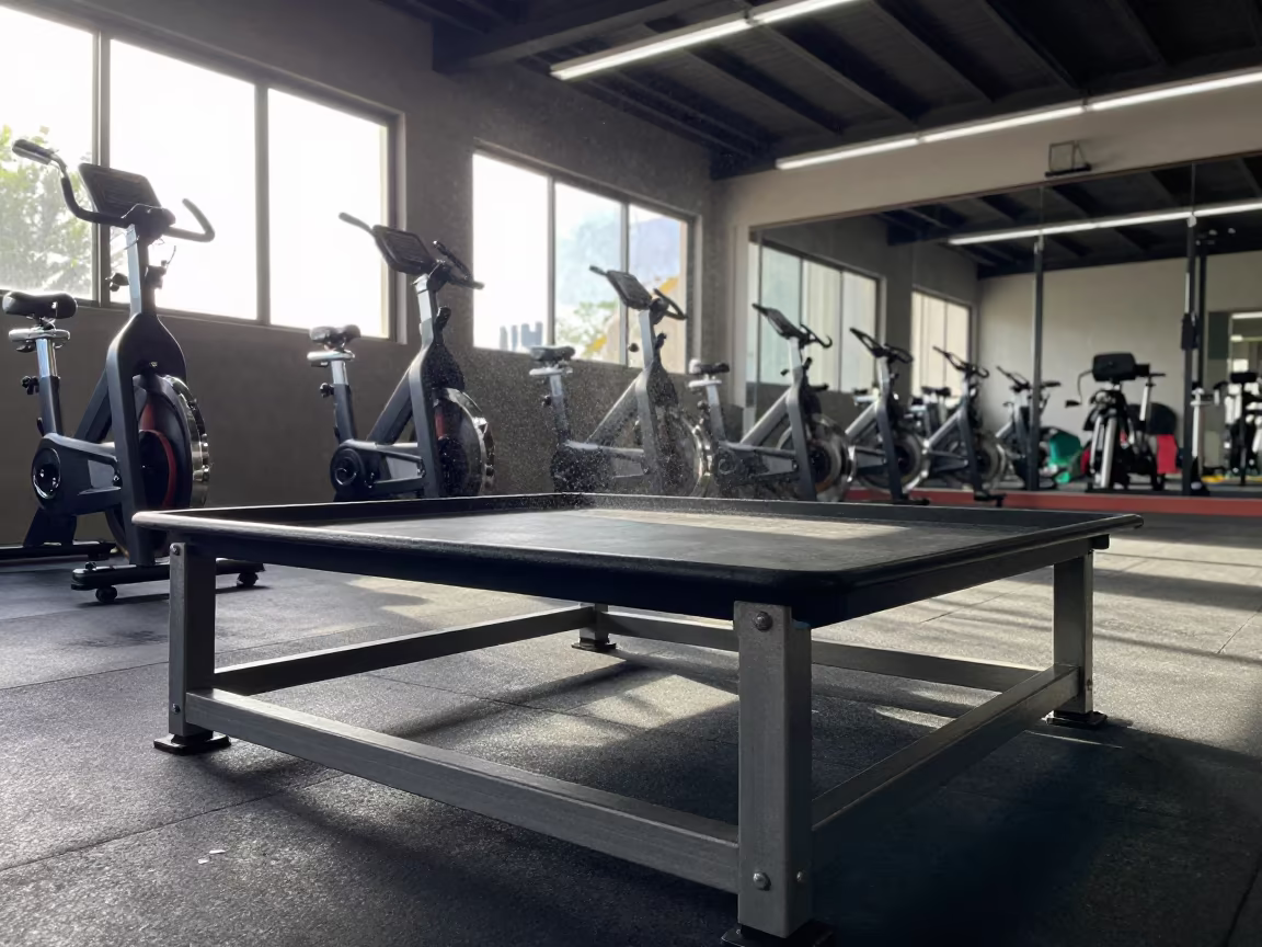 Recovery Percussion Tray in Spin Studio in inside a spin studio under class lights in Aguascalientes