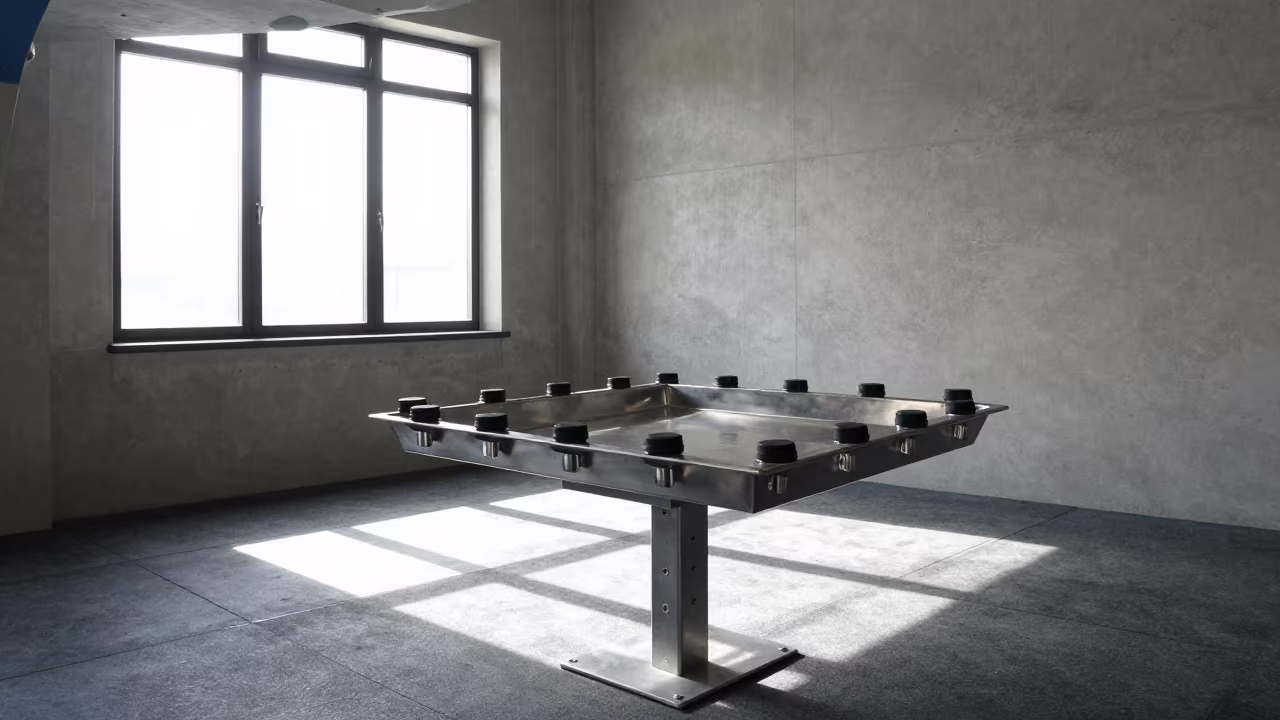 Recovery Percussion Tray in Zagreb Climbing Gym in inside a climbing gym warmup zone in Zagreb