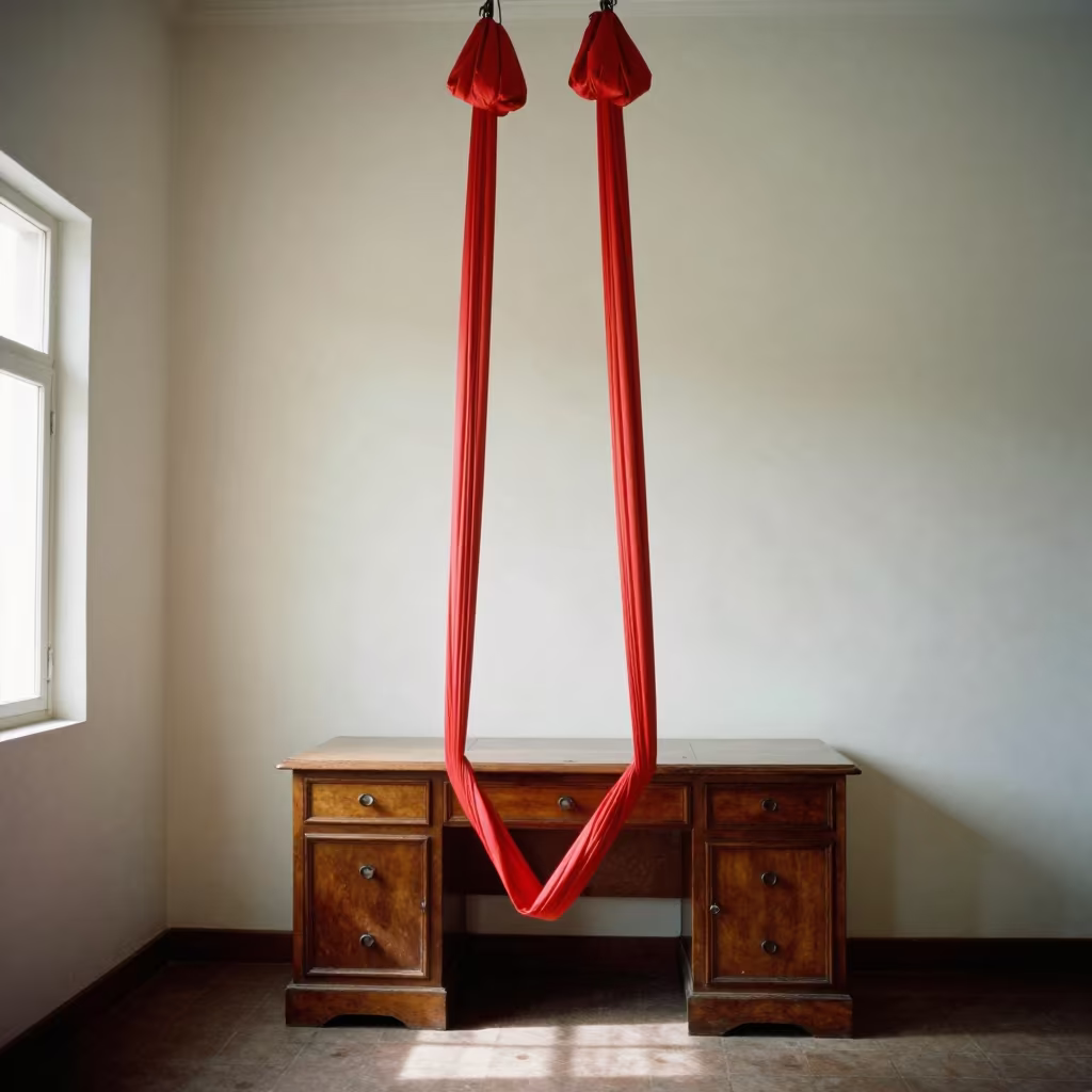 Red Aerial Silks on Writing Desk in Luanshya in on a writing desk in Luanshya