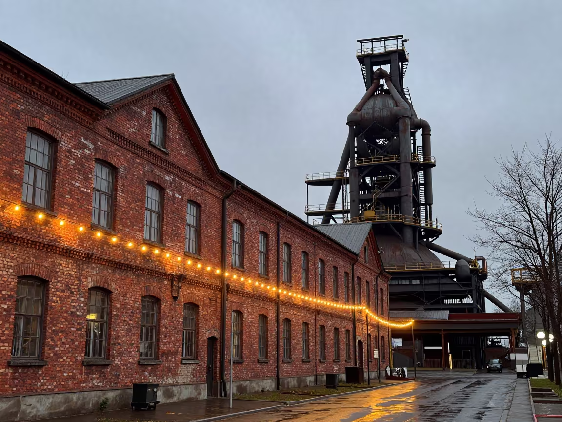 Red Brick Loft Warehouse Near Blast Furnace in beside a blast furnace near Zonguldak