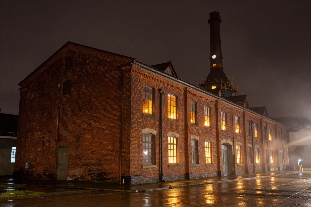 Red Brick Victorian Loft Beside Blast Furnace in beside a blast furnace near Benin City