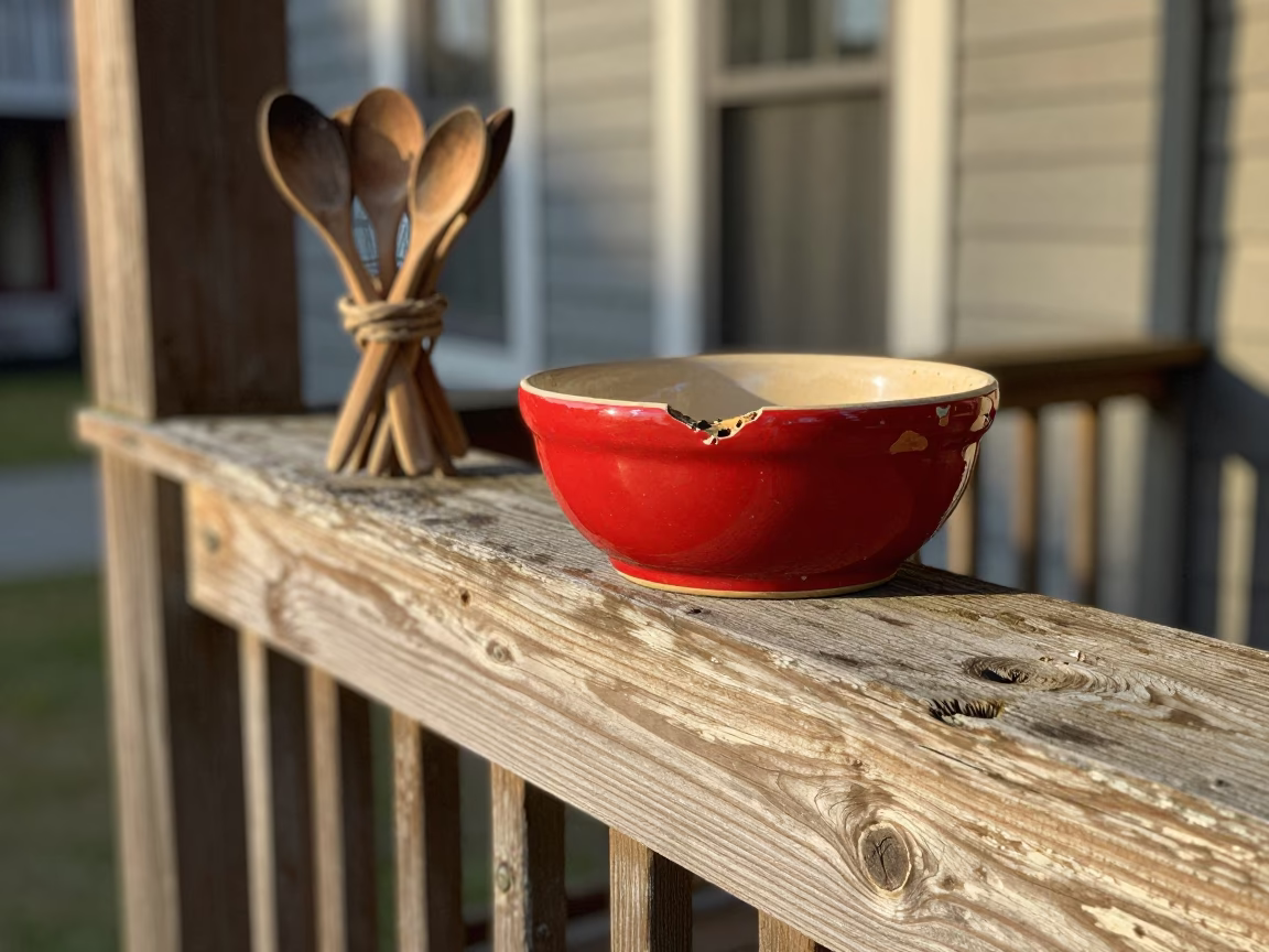 Red Ceramic Utensil Crock in Nashville in in Nashville, United States