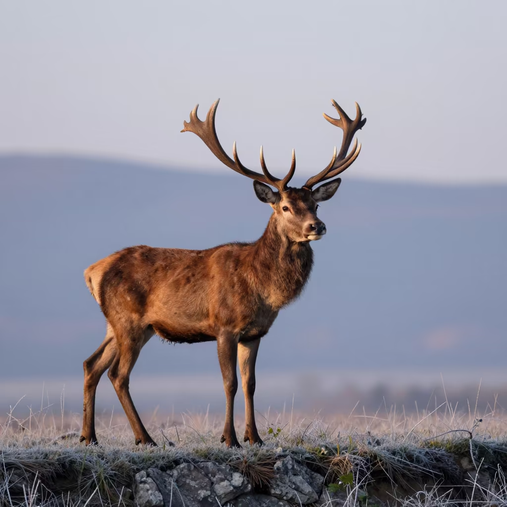 Red Deer Stag Dawn Frost Bosnia in in Bosnia and Herzegovina