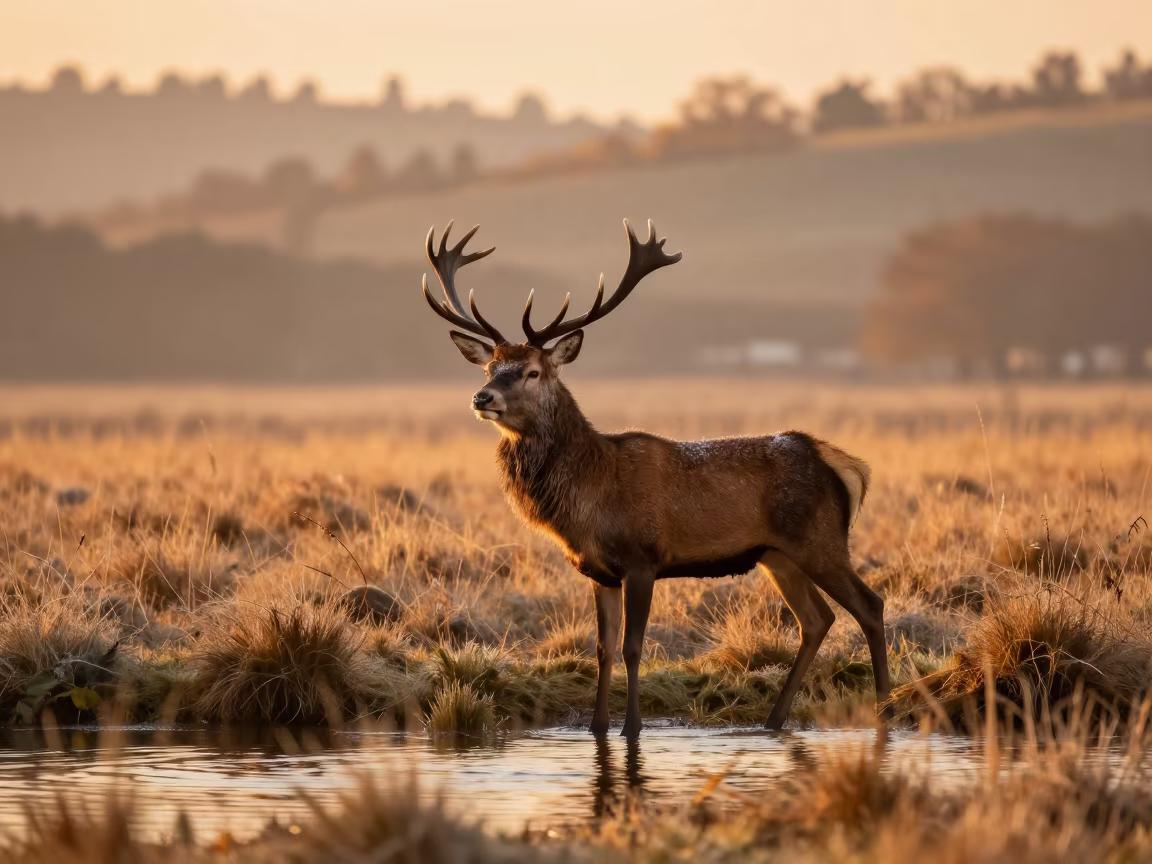 Red Deer Stag Frost Whiskers Georgia Ridge in on a wind-scoured ridge in Georgia