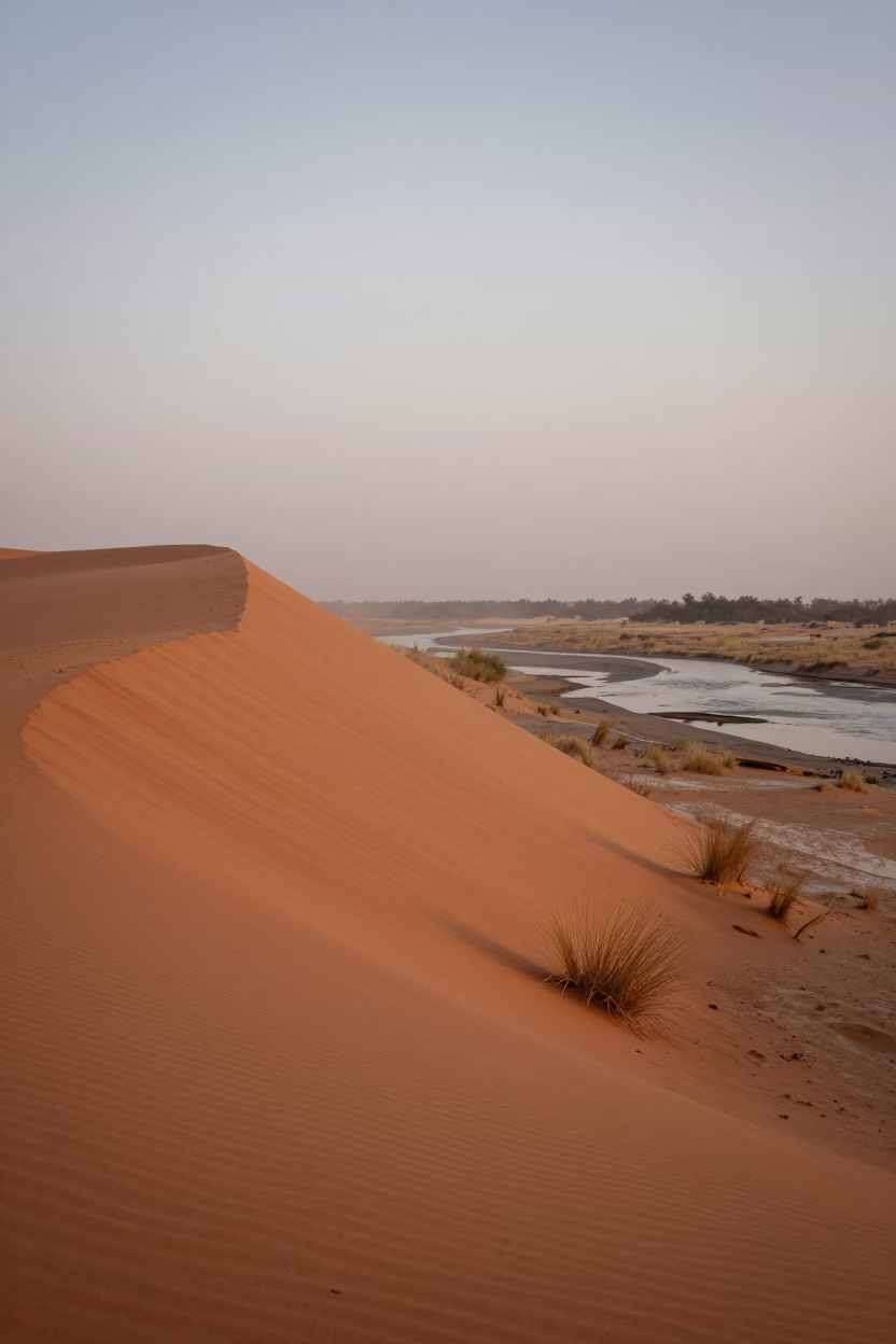 Red Dune Over Lagos Floodplain Golden Hour in across a floodplain after rain near Lagos