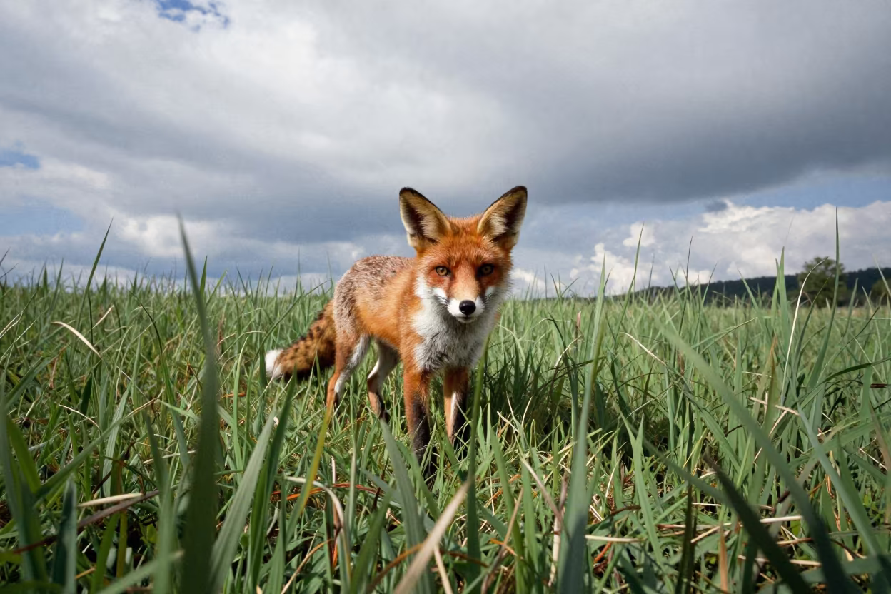 Red Fox Hunting Tall Grass Noon North Carolina in in North Carolina