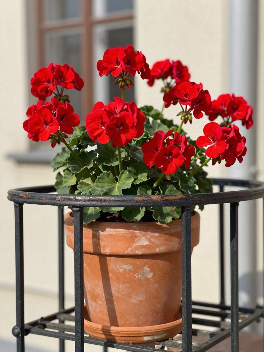 Red Geraniums in Berlin in in Berlin, Germany