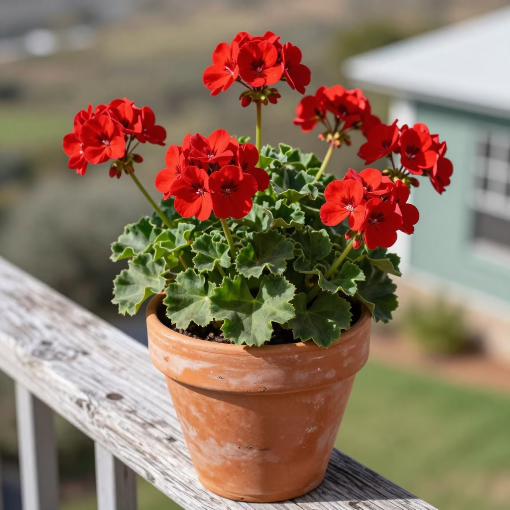 Red Geraniums in Cape Town in in Cape Town, South Africa