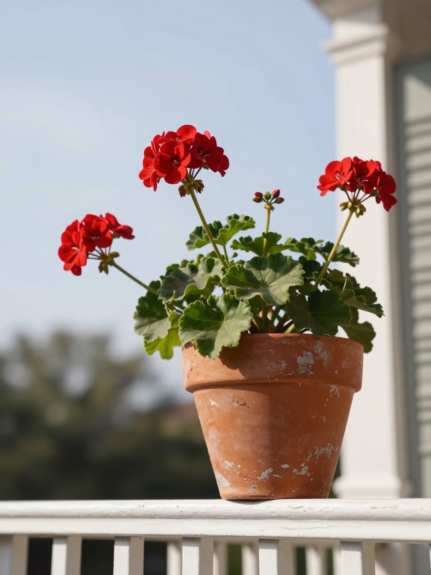 Red Geraniums in Charleston in in Charleston, United States