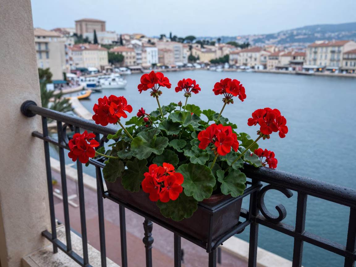 Red Geraniums in Marseille in in Marseille, France