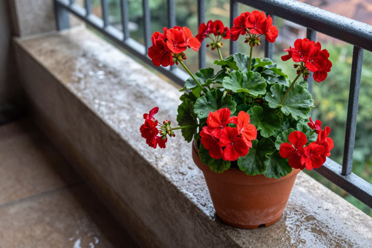 Red Geraniums in Medellin in in Medellin, Colombia