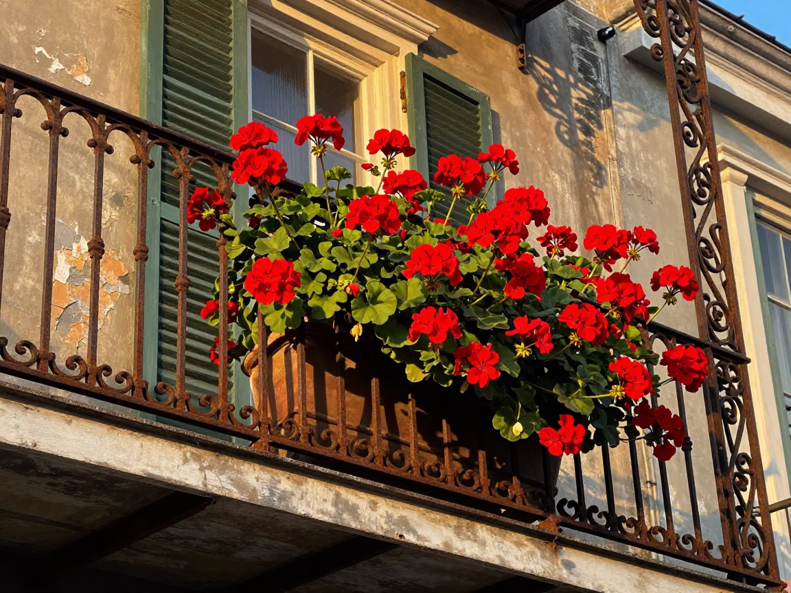 Red Geraniums in New Orleans in in New Orleans, United States