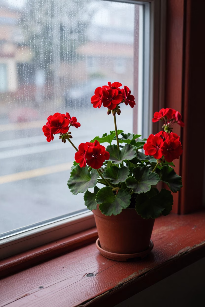 Red Geraniums in Portland in in Portland, United States