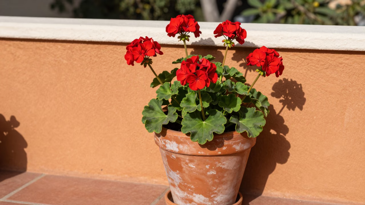 Red Geraniums in San Diego in in San Diego, United States
