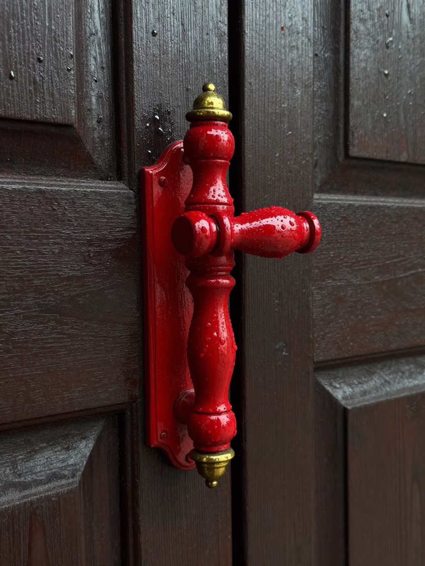 Red Lacquered Door Handle in Hoi An in in Hoi An, Vietnam