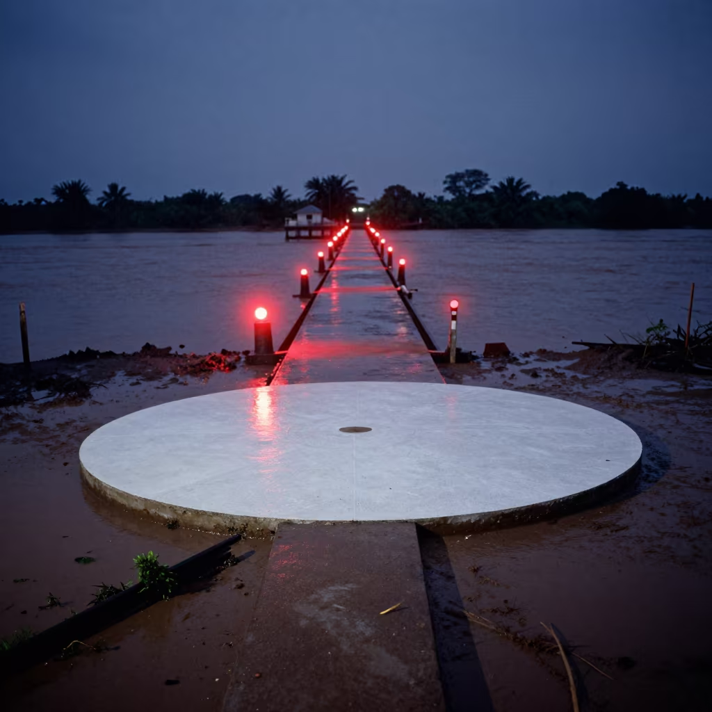Red-Lit Observatory Circle Mekong Delta Night in beside a tidal survey transect in the Mekong Delta