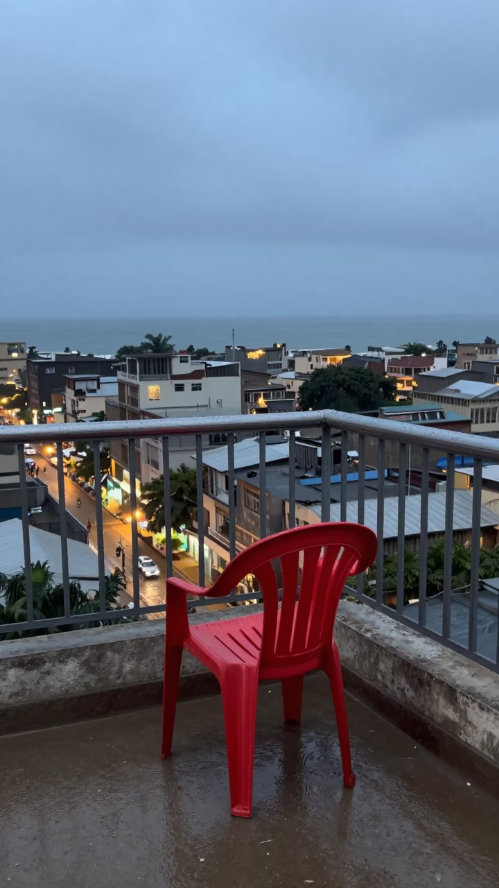 Red Plastic Chair in Dakar in in Dakar, Senegal
