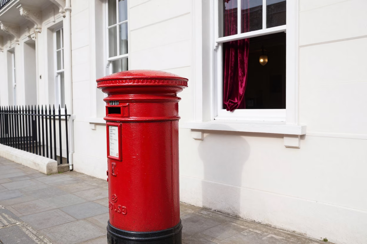 Red Post Box in Liverpool in in Liverpool, United Kingdom