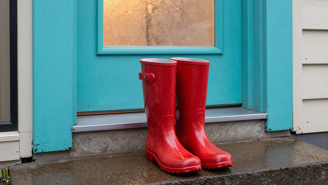 Red Rubber Rain Boots in Adelaide in in Adelaide, Australia