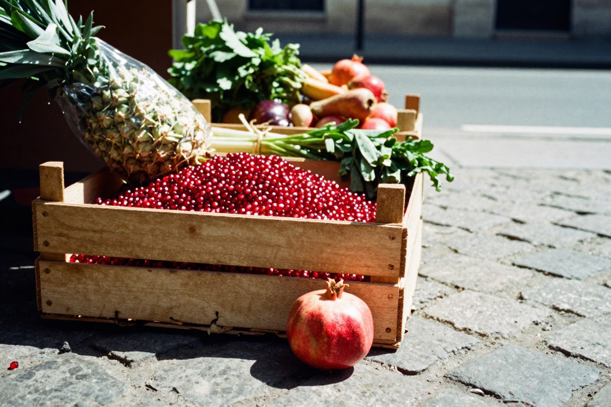 Red Seeds in Paris at The Flat Glare Of Noon Light in in Paris, France