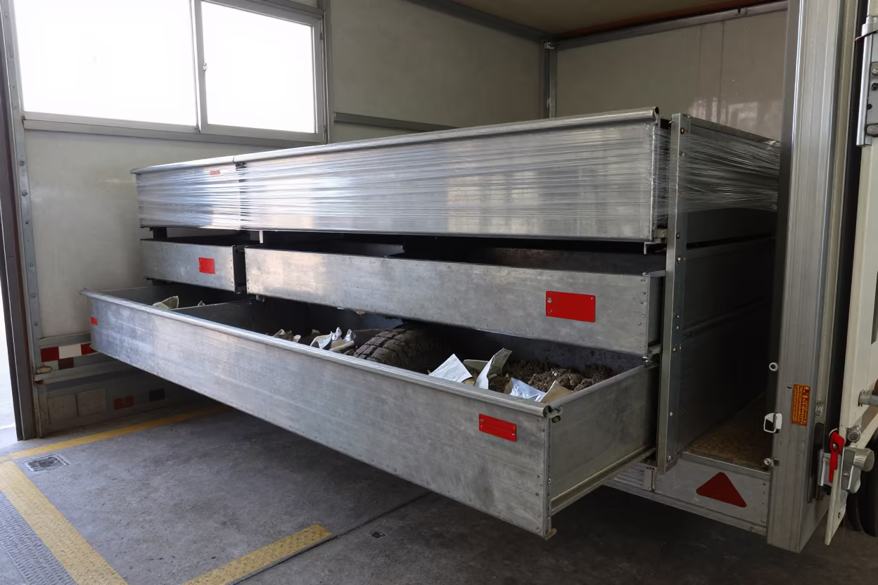 Red Tag Drawer with Scraps in Mashhad Packing Zone in inside a fulfillment packing zone in Mashhad