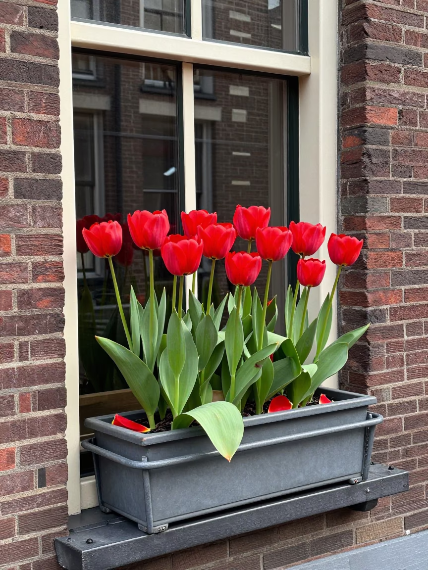 Red Tulips in Amsterdam in in Amsterdam, Netherlands