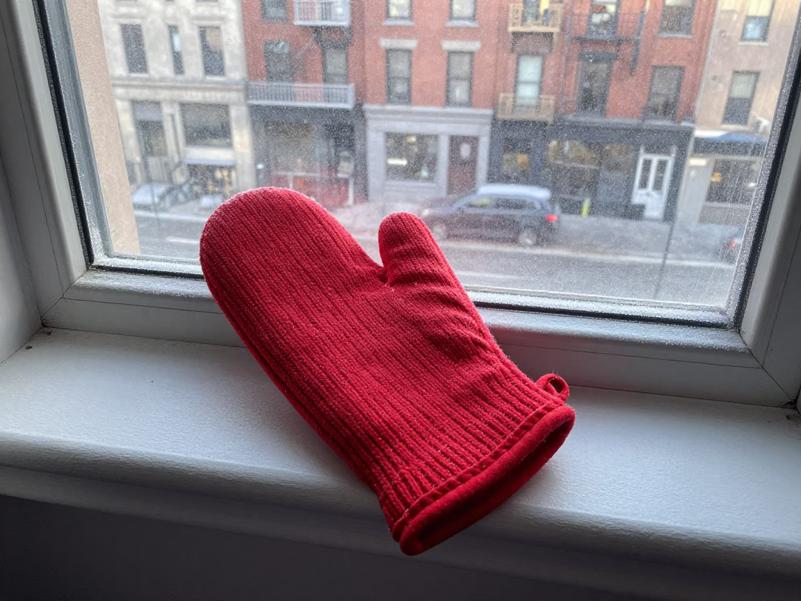 Red Woolen Oven Mitts in New York in in New York, United States