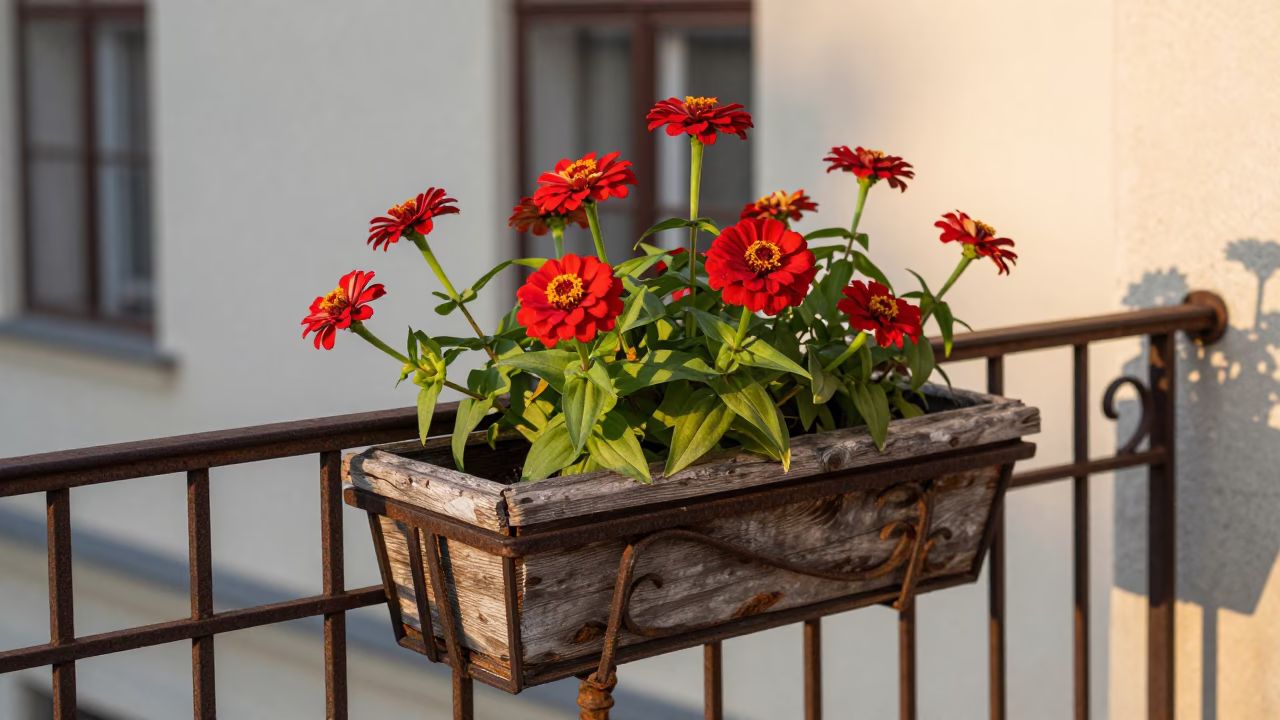 Red Zinnias in Vienna in in Vienna, Austria