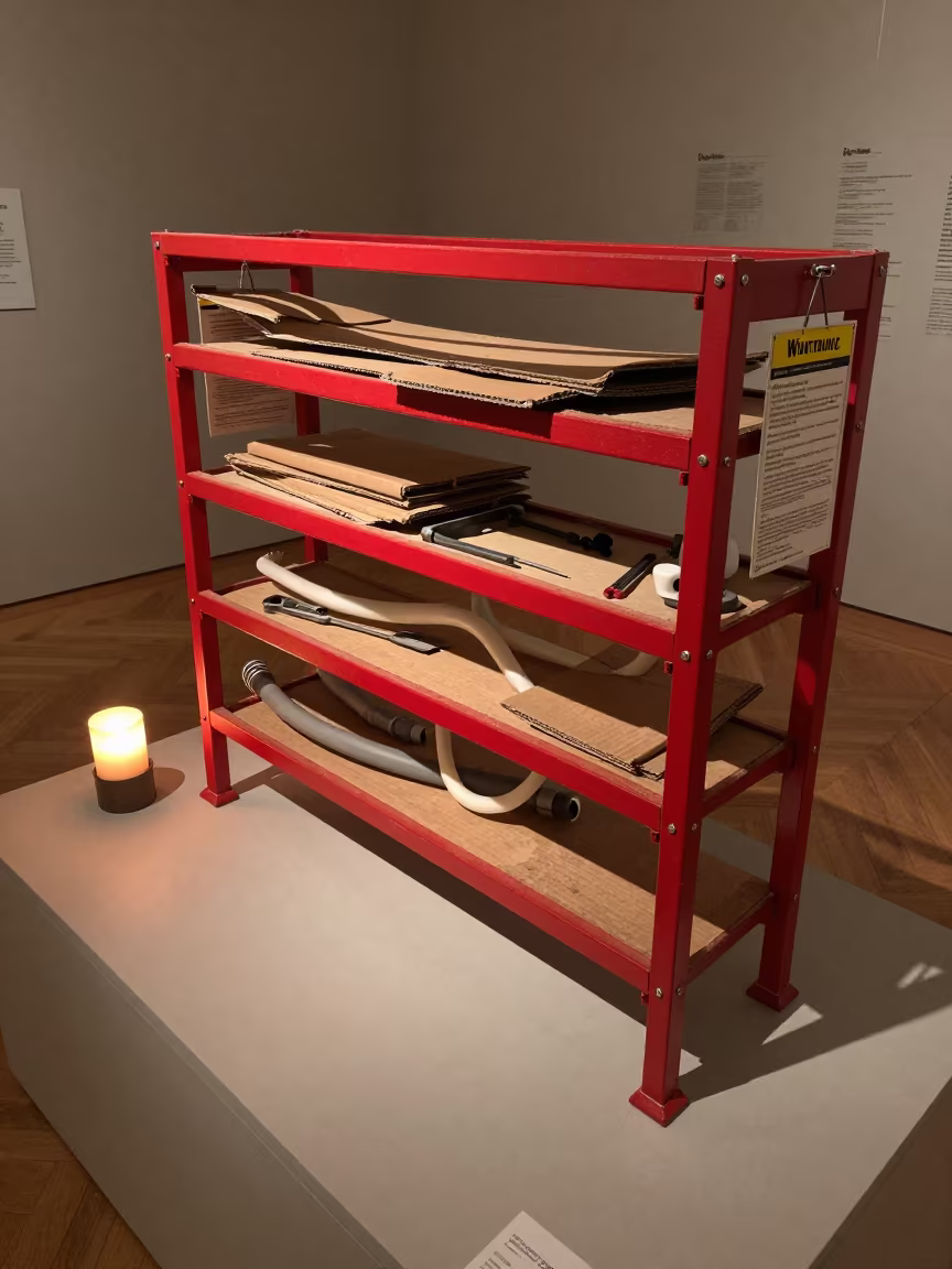 Redline Tube Rack Detail Museum Vienna in on a museum plinth in Vienna