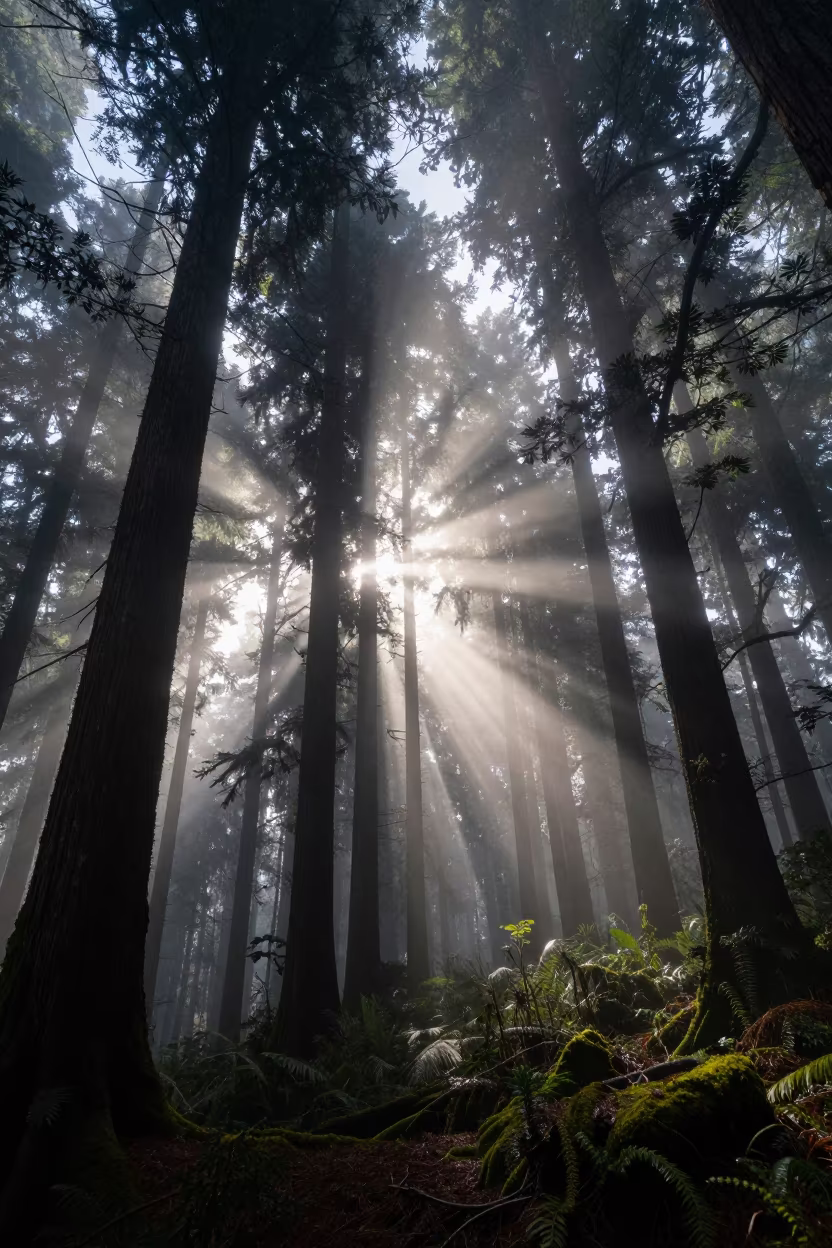 Redwood Forest Dawn Light Shafts Guatemala in in Guatemala