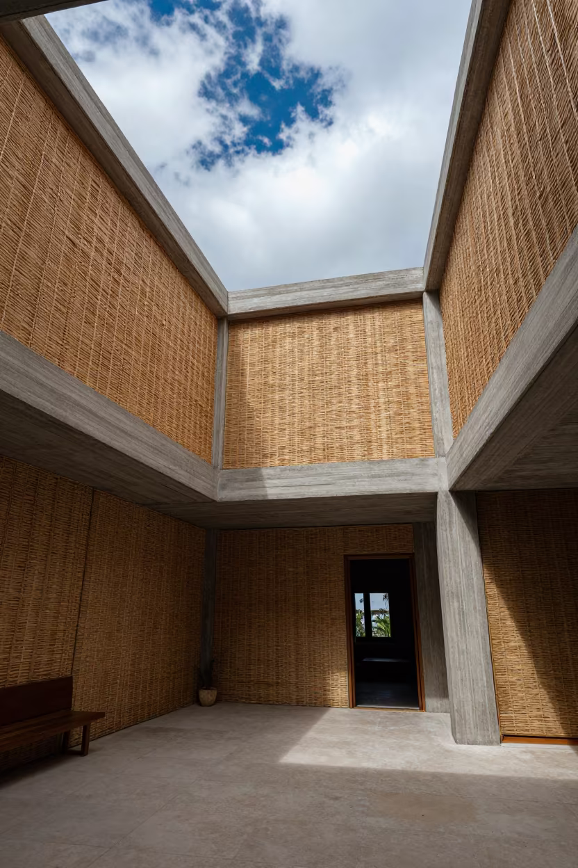 Reed House Inside Alanya Concrete Lobby in inside a ribbed concrete lobby near Alanya