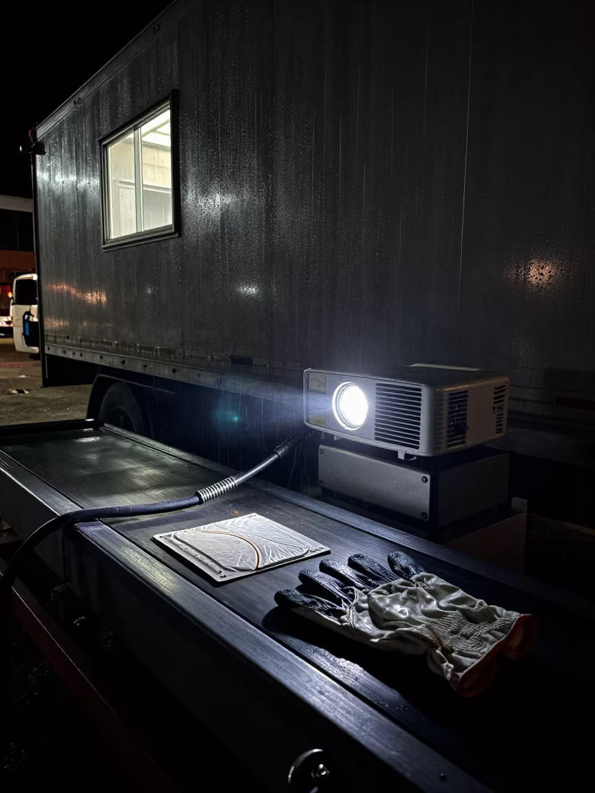 Reefer Check Station with Probe Cables in Havana in at a parcel sorting belt in Havana